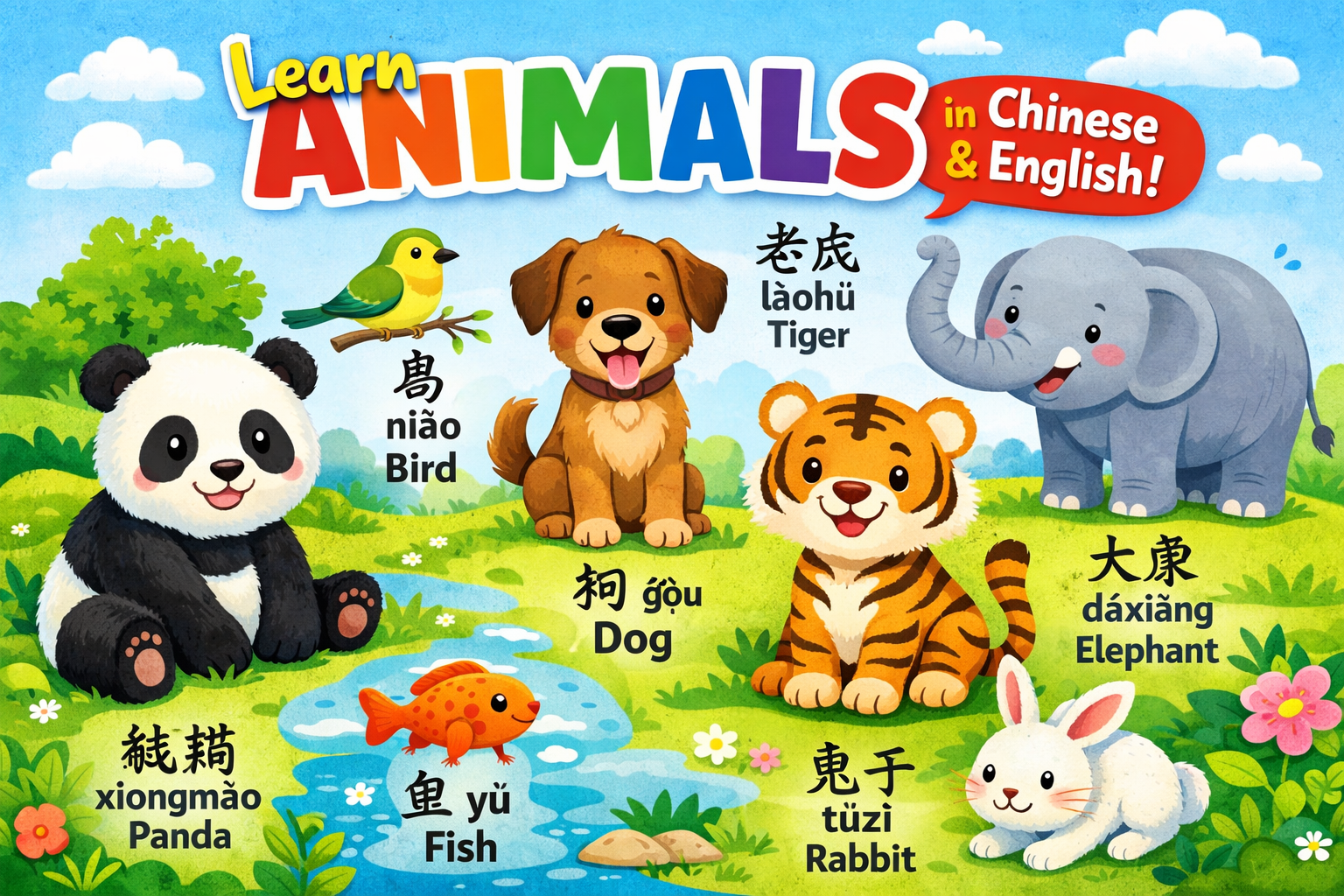 A1-level Chinese–English banner (Animals)